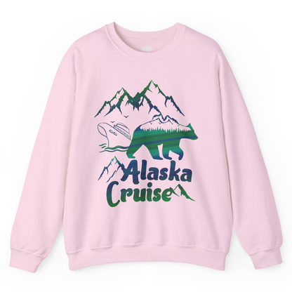 Alaska Cruise Bear Mountains Silhouette Shirt Sweatshirt – Light Pink – Alaska Cruise Shirts