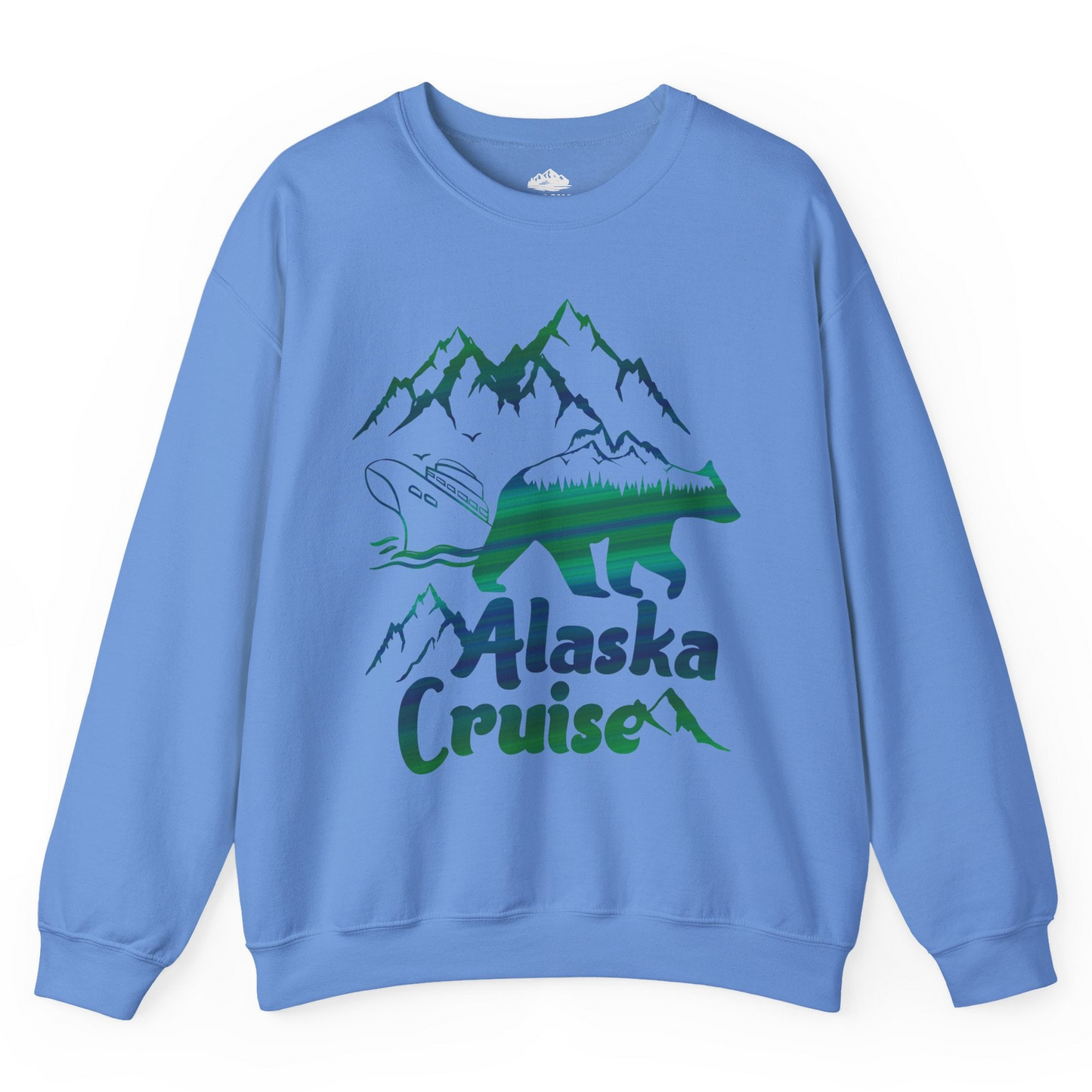 Alaska Cruise Bear Mountains Silhouette Shirt Sweatshirt – Carolina Blue – Alaska Cruise Shirts
