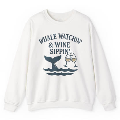 Whale Watching and Wine Sippin Shirt Sweatshirt – White – Alaska Cruise Shirts