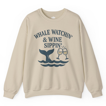 Whale Watching and Wine Sippin Shirt Sweatshirt – Sand – Alaska Cruise Shirts
