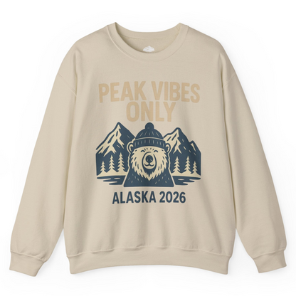 Alaska 2026 Mountain Adventure Bear Sweatshirt – Sand – Alaska Cruise Shirts