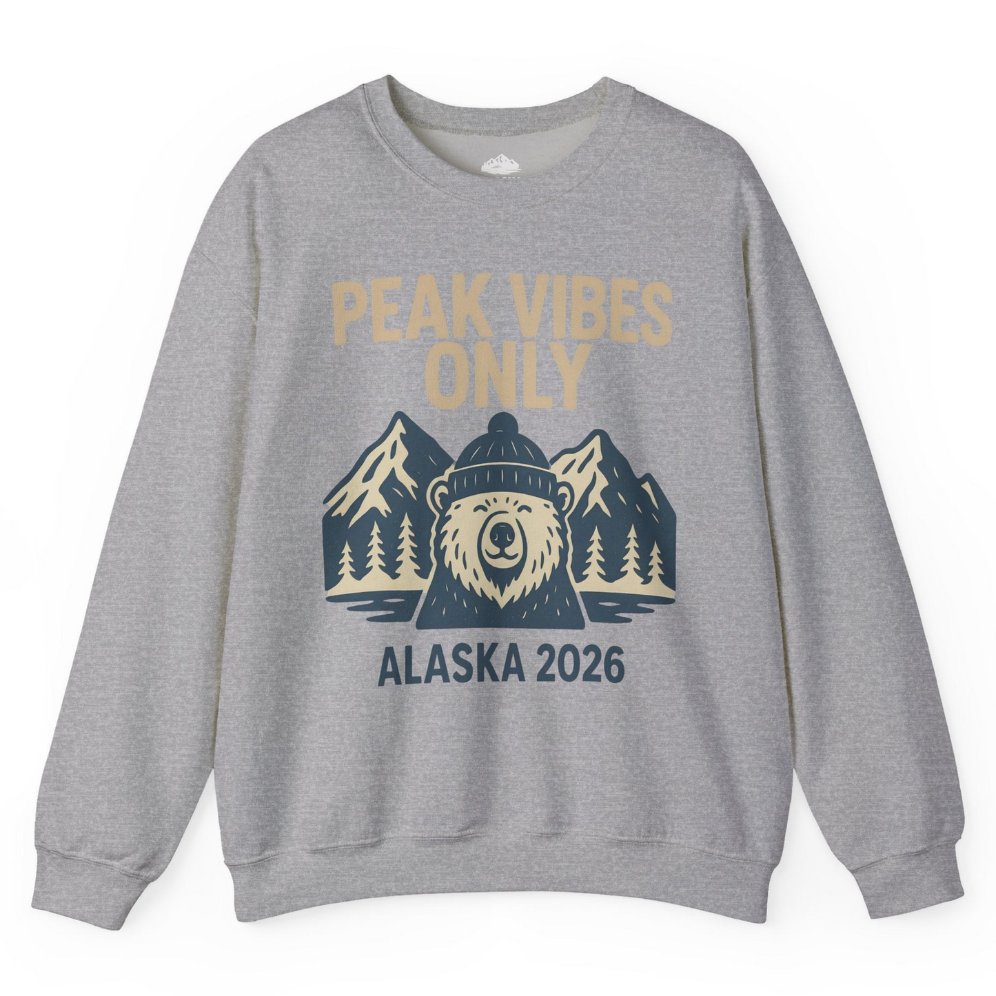 Alaska 2026 Mountain Adventure Bear Sweatshirt – Sport Grey – Alaska Cruise Shirts