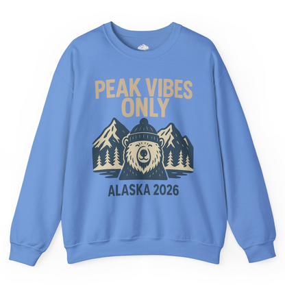 Alaska 2026 Mountain Adventure Bear Sweatshirt – Carolina Blue – Alaska Cruise Shirts
