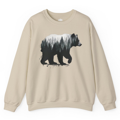 Bear Silhouette Forest Double Exposure Shirt Sweatshirt – Sand – Alaska Cruise Shirts
