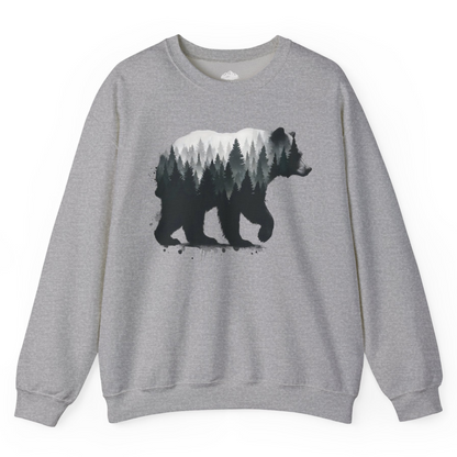 Bear Silhouette Forest Double Exposure Shirt Sweatshirt – Sport Grey – Alaska Cruise Shirts