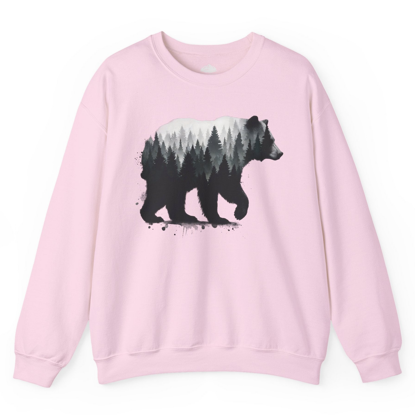 Bear Silhouette Forest Double Exposure Shirt Sweatshirt – Light Pink – Alaska Cruise Shirts