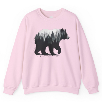 Bear Silhouette Forest Double Exposure Shirt Sweatshirt – Light Pink – Alaska Cruise Shirts
