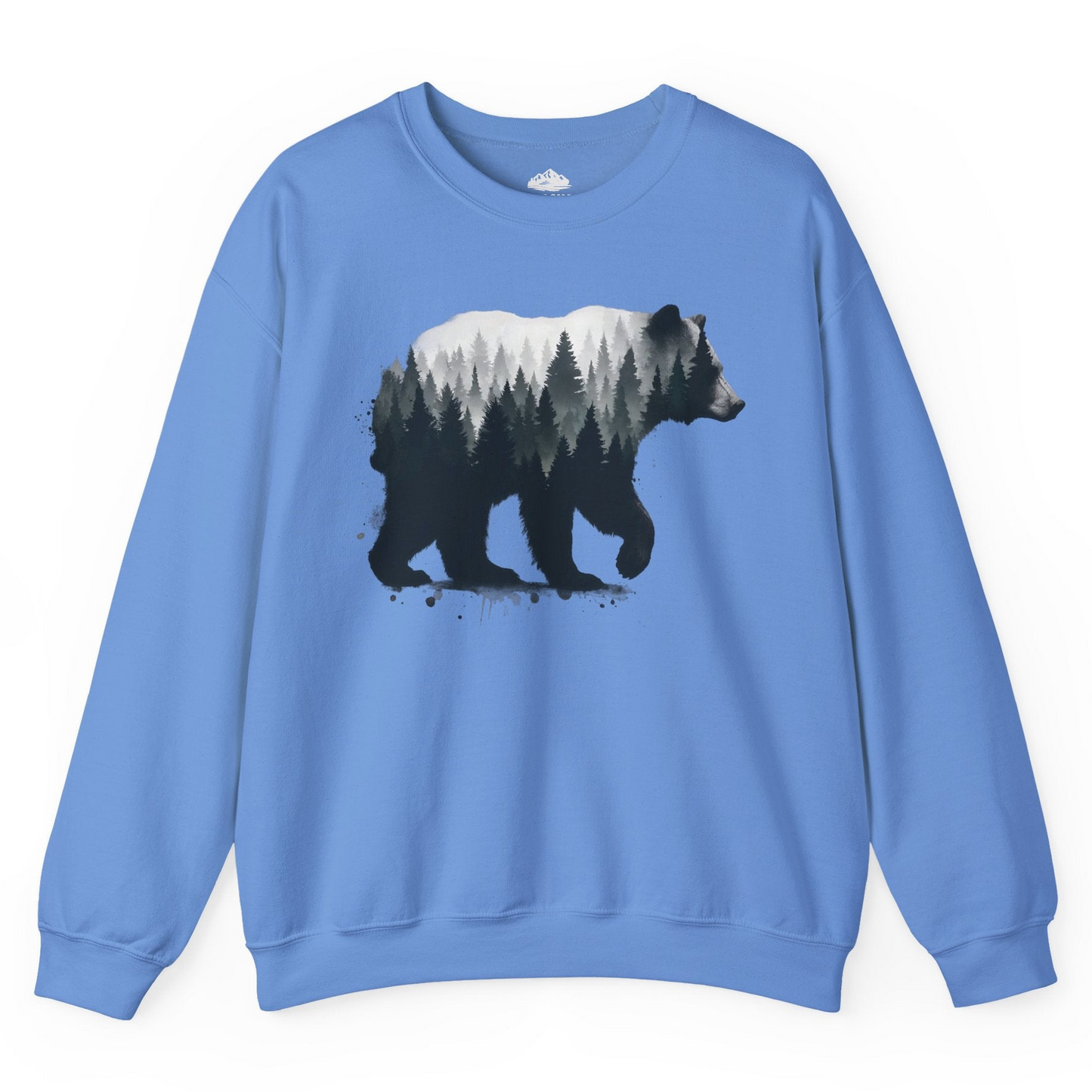 Bear Silhouette Forest Double Exposure Shirt Sweatshirt – Carolina Blue – Alaska Cruise Shirts