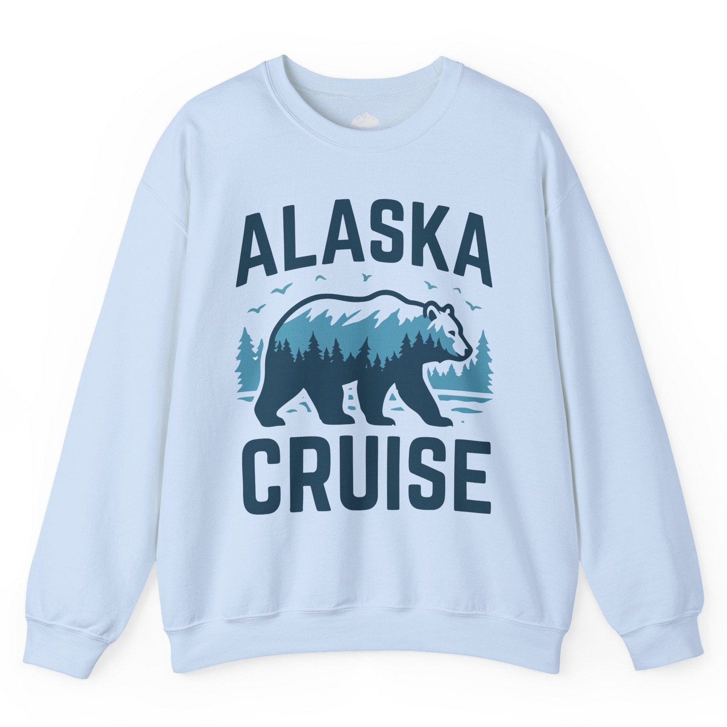 Alaska Cruise Shirt Bear Silhouette Forest Wildlife Nature Tee — Sweatshirt Sweatshirt – Light Blue – Alaska Cruise Shirts