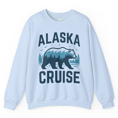 Alaska Cruise Shirt Bear Silhouette Forest Wildlife Nature Tee — Sweatshirt Sweatshirt – Light Blue – Alaska Cruise Shirts