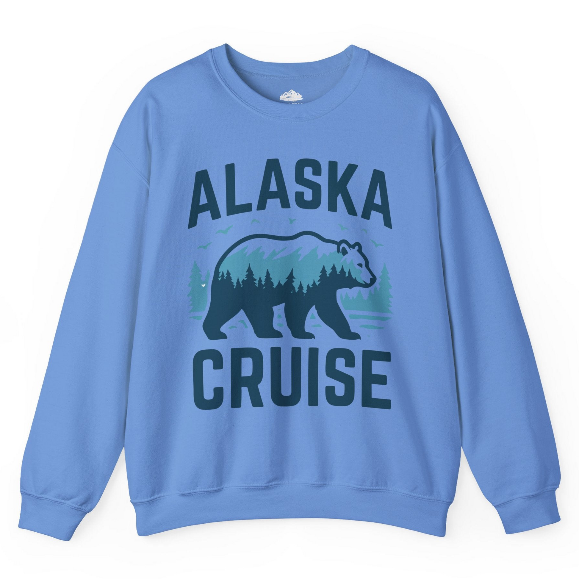 Alaska Cruise Shirt Bear Silhouette Forest Wildlife Nature Tee — Sweatshirt Sweatshirt – Carolina Blue – Alaska Cruise Shirts