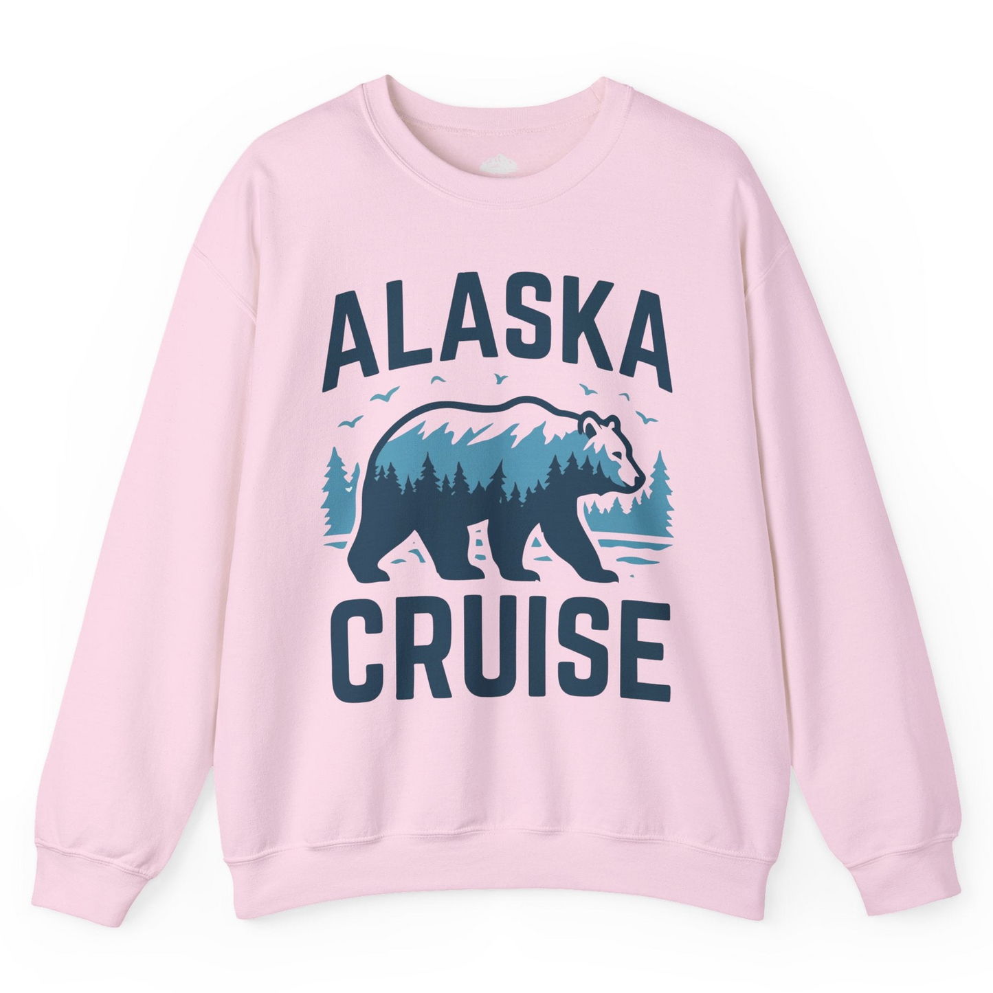 Alaska Cruise Shirt Bear Silhouette Forest Wildlife Nature Tee — Sweatshirt Sweatshirt – Light Pink – Alaska Cruise Shirts