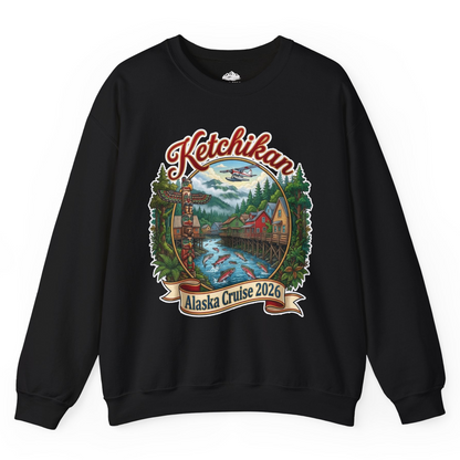 Ketchikan Alaska Cruise 2026 Vintage Souvenir Vacation Shirt — Sweatshirt Sweatshirt – Black – Alaska Cruise Shirts