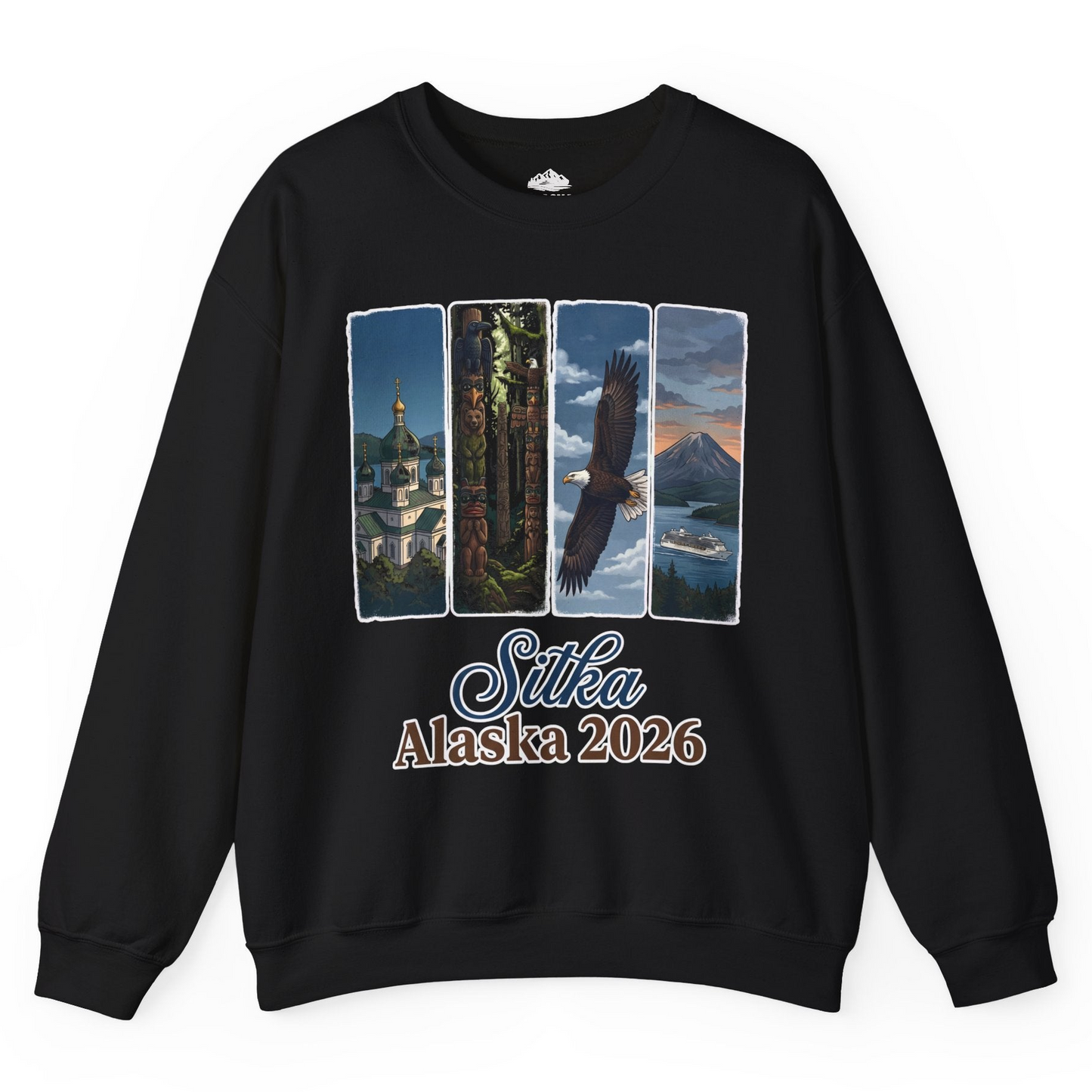 Sitka Alaska 2026 Cruise and Wildlife Souvenir Graphic Shirt — Sweatshirt Sweatshirt – Black – Alaska Cruise Shirts