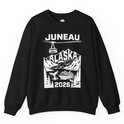 Juneau Alaska Cruise 2026 Scenic Whale and Cable Car Shirt — Sweatshirt Sweatshirt – Black – Alaska Cruise Shirts