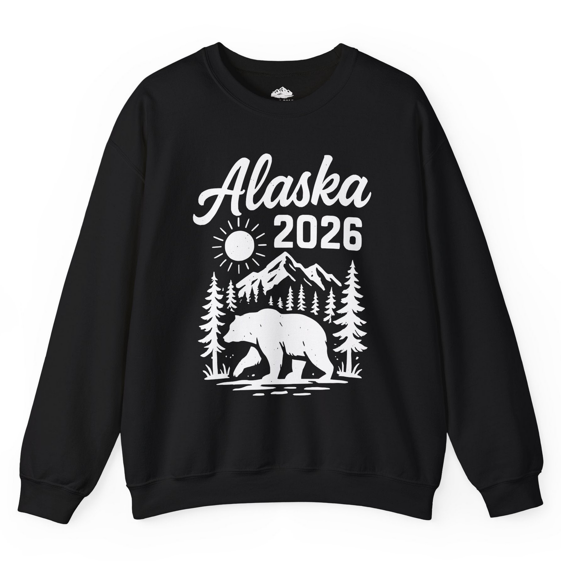 Alaska 2026 Bear and Mountains Nature Adventure Shirt — Sweatshirt Sweatshirt – Black – Alaska Cruise Shirts