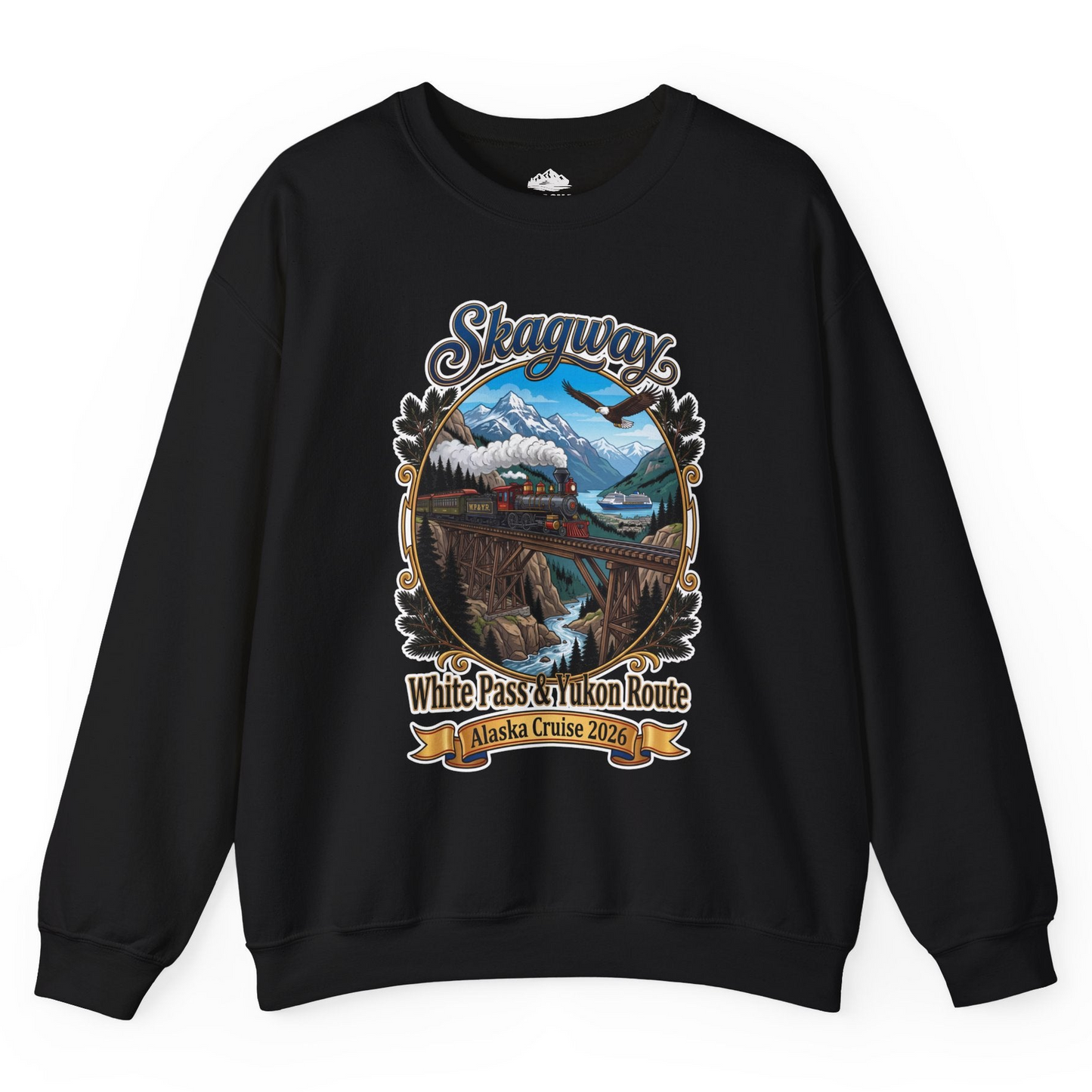Skagway Alaska Cruise Shirt White Pass Yukon Route 2026 Souvenir — Sweatshirt Sweatshirt – Black – Alaska Cruise Shirts
