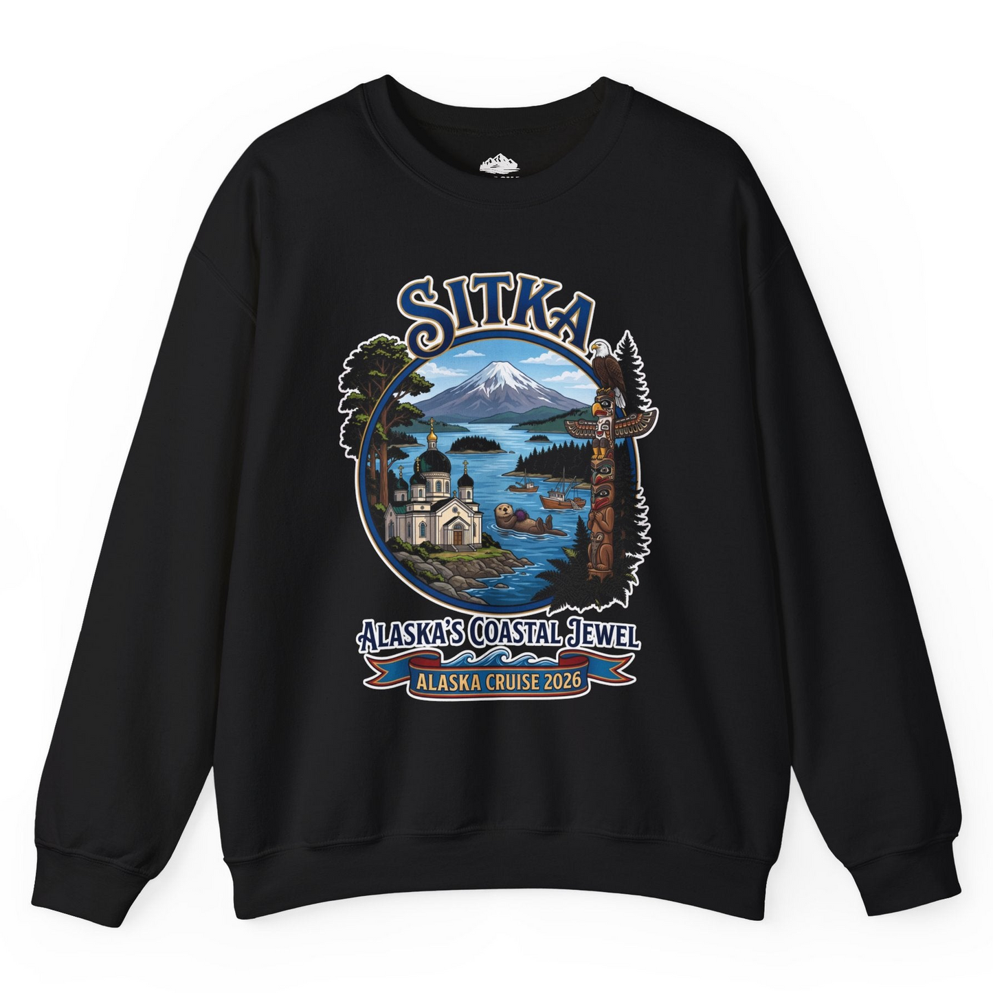Sitka Alaska Cruise 2026 Alaska's Coastal Jewel Travel Souvenir Shirt — Sweatshirt Sweatshirt – Black – Alaska Cruise Shirts