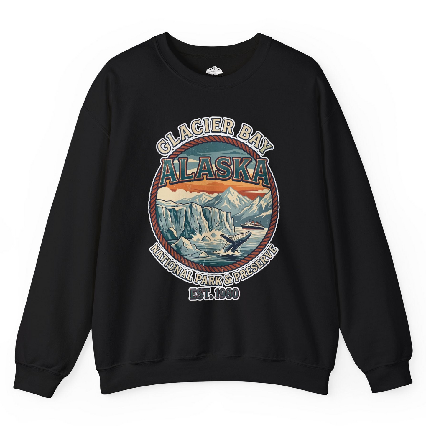 Glacier Bay Alaska National Park Vintage Nature Scene Shirt — Sweatshirt Sweatshirt – Black – Alaska Cruise Shirts