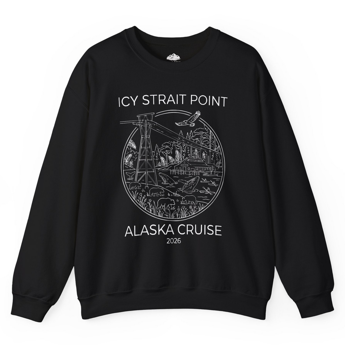 Icy Strait Point Alaska Cruise 2026 Nature Adventure T-Shirt — Sweatshirt Sweatshirt – Black – Alaska Cruise Shirts