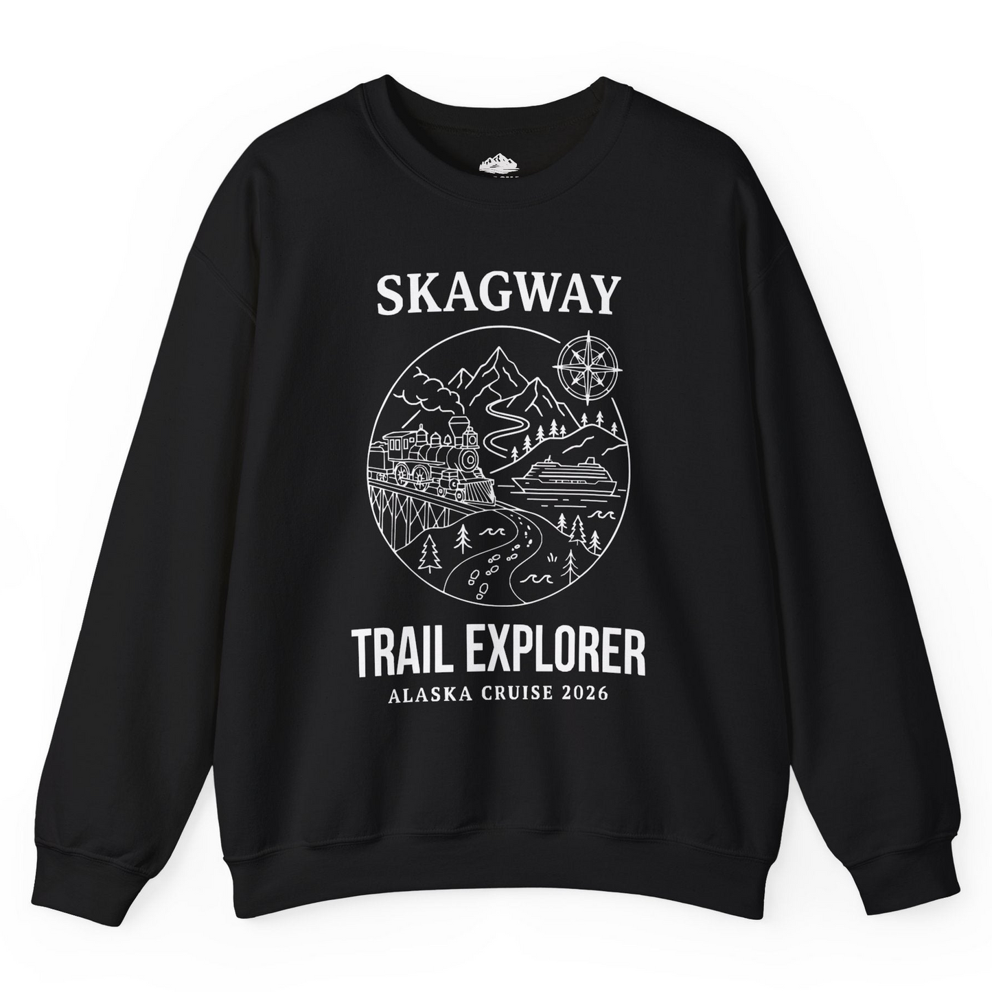 Skagway Trail Explorer Alaska Cruise Scenic Adventure Shirt — Sweatshirt Sweatshirt – Black – Alaska Cruise Shirts