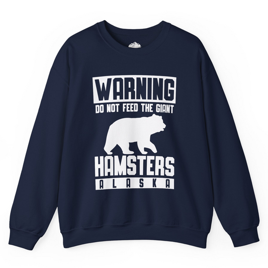 Funny Alaska Bear Giant Hamster Warning Sign Shirt for Travelers Sweatshirt – Navy – Alaska Cruise Shirts