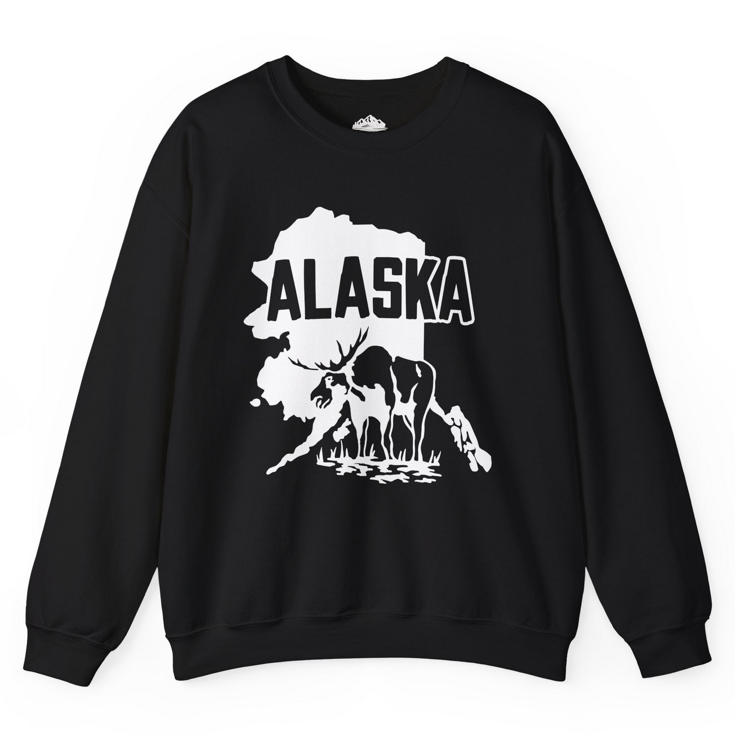 Alaska Moose Silhouette Shirt - Bold State Outline Wildlife Graphic Sweatshirt – Black – Alaska Cruise Shirts