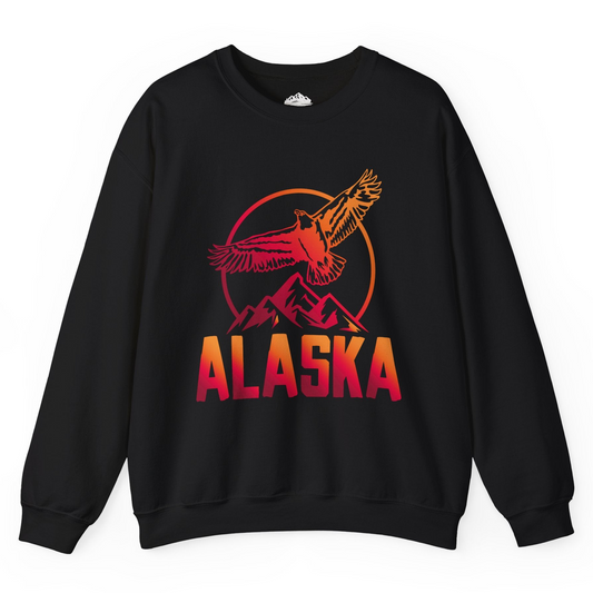Alaska Eagle Mountains Graphic Shirt - Sunset Bold Adventure Nature Tee Sweatshirt – Black – Alaska Cruise Shirts