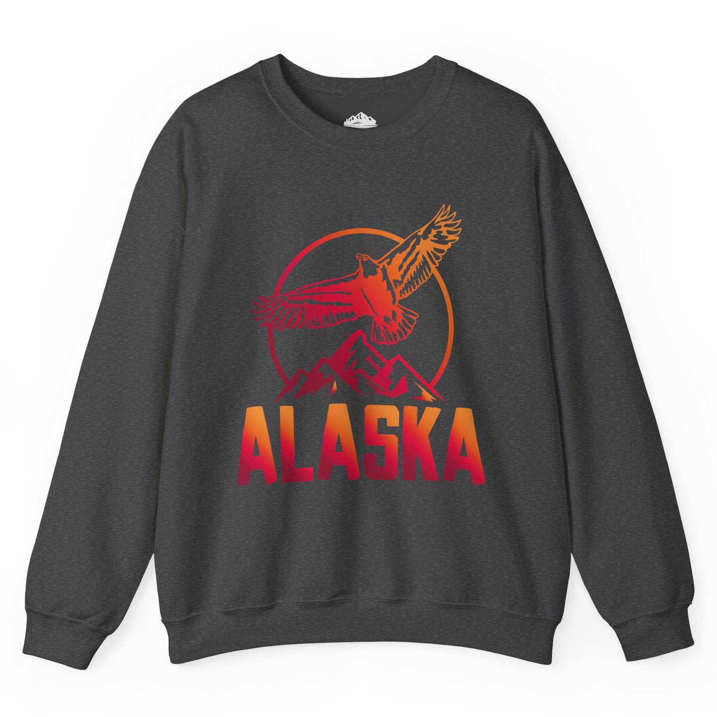 Alaska Eagle Mountains Graphic Shirt - Sunset Bold Adventure Nature Tee Sweatshirt – Dark Heather – Alaska Cruise Shirts