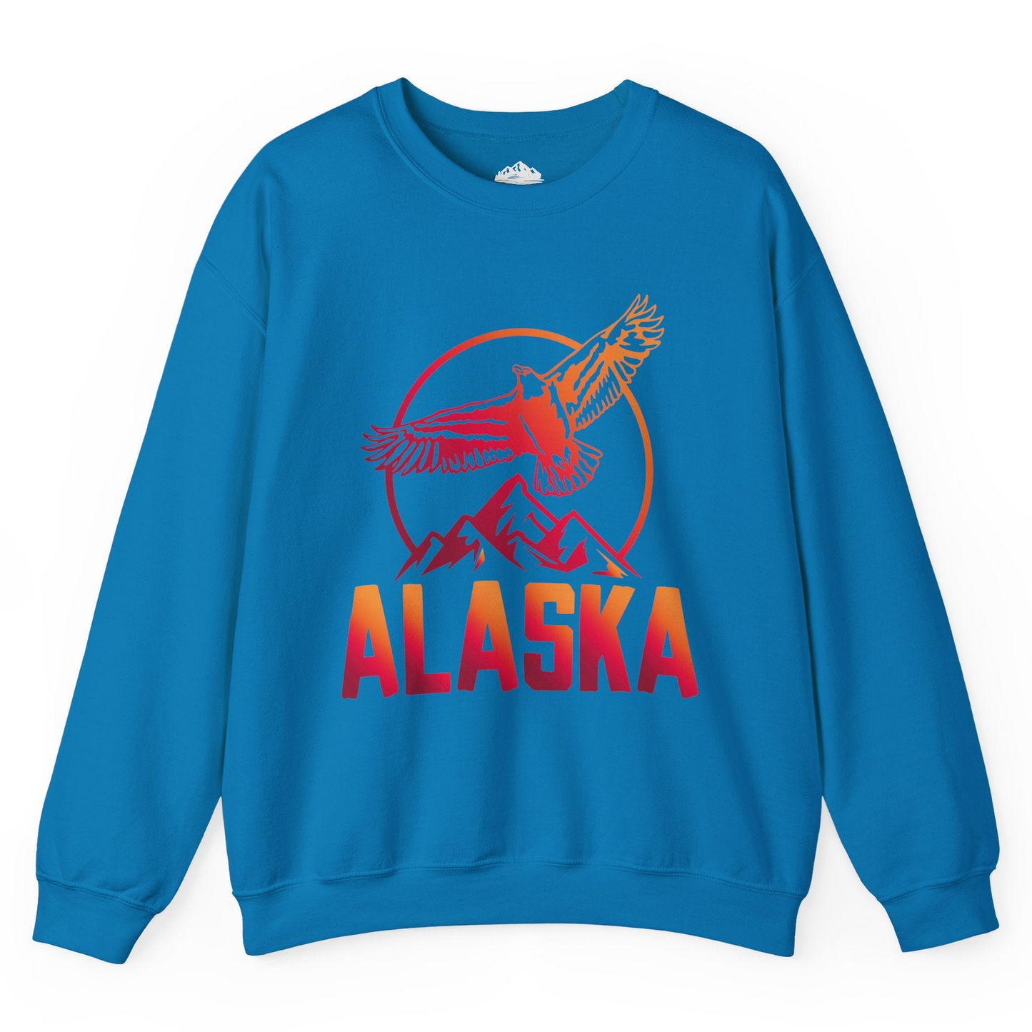 Alaska Eagle Mountains Graphic Shirt - Sunset Bold Adventure Nature Tee Sweatshirt – Sapphire – Alaska Cruise Shirts