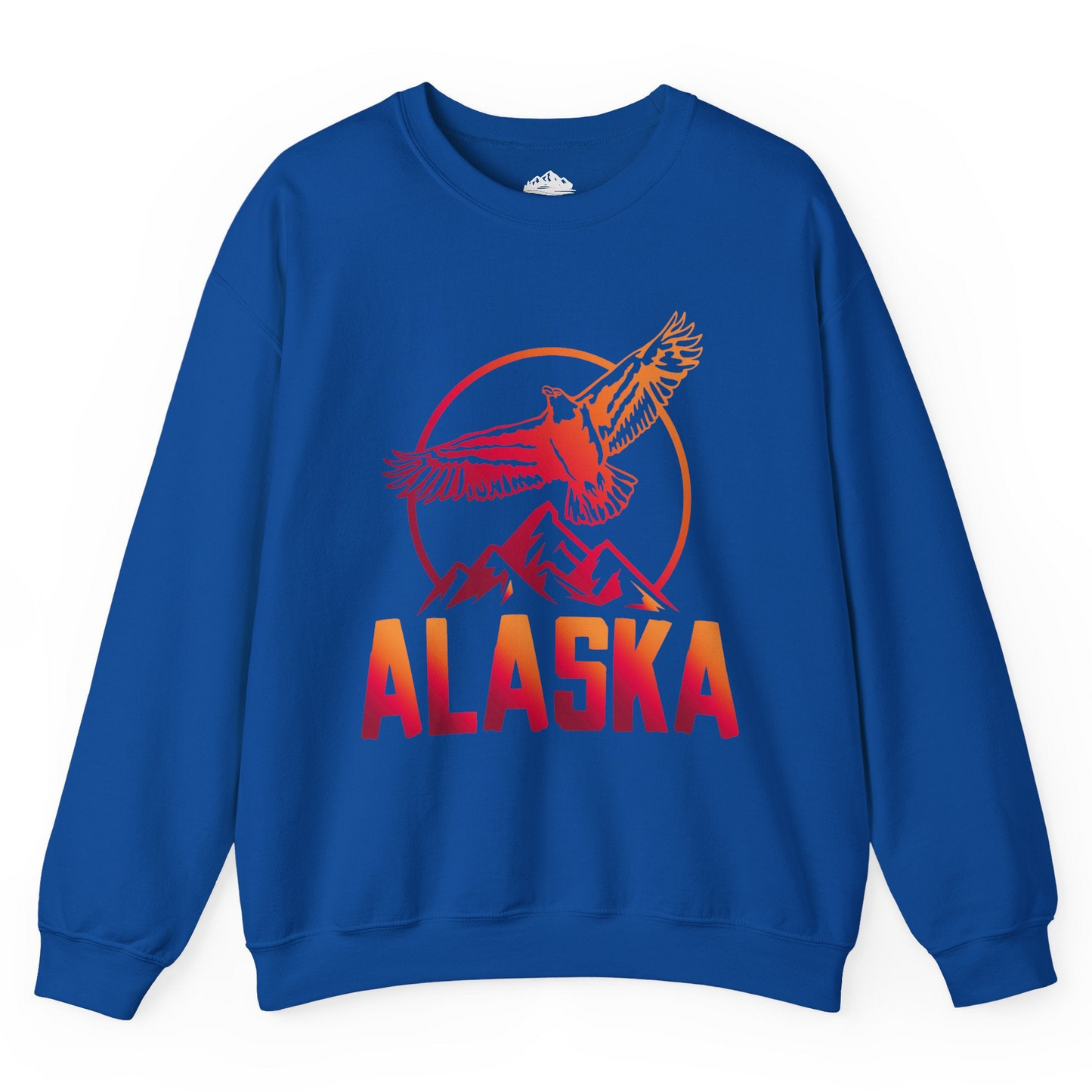 Alaska Eagle Mountains Graphic Shirt - Sunset Bold Adventure Nature Tee Sweatshirt – Royal – Alaska Cruise Shirts