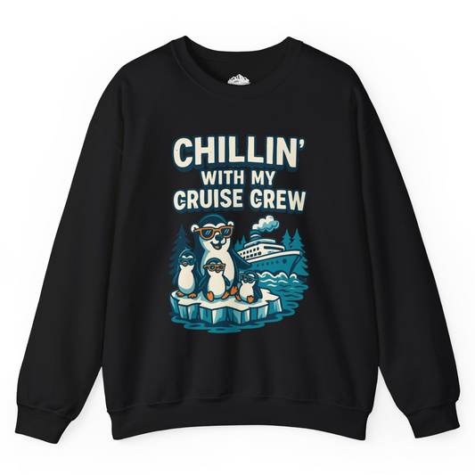 Chillin With My Cruise Crew Cute Penguins Alaska Cartoon Shirt Sweatshirt – Black – Alaska Cruise Shirts
