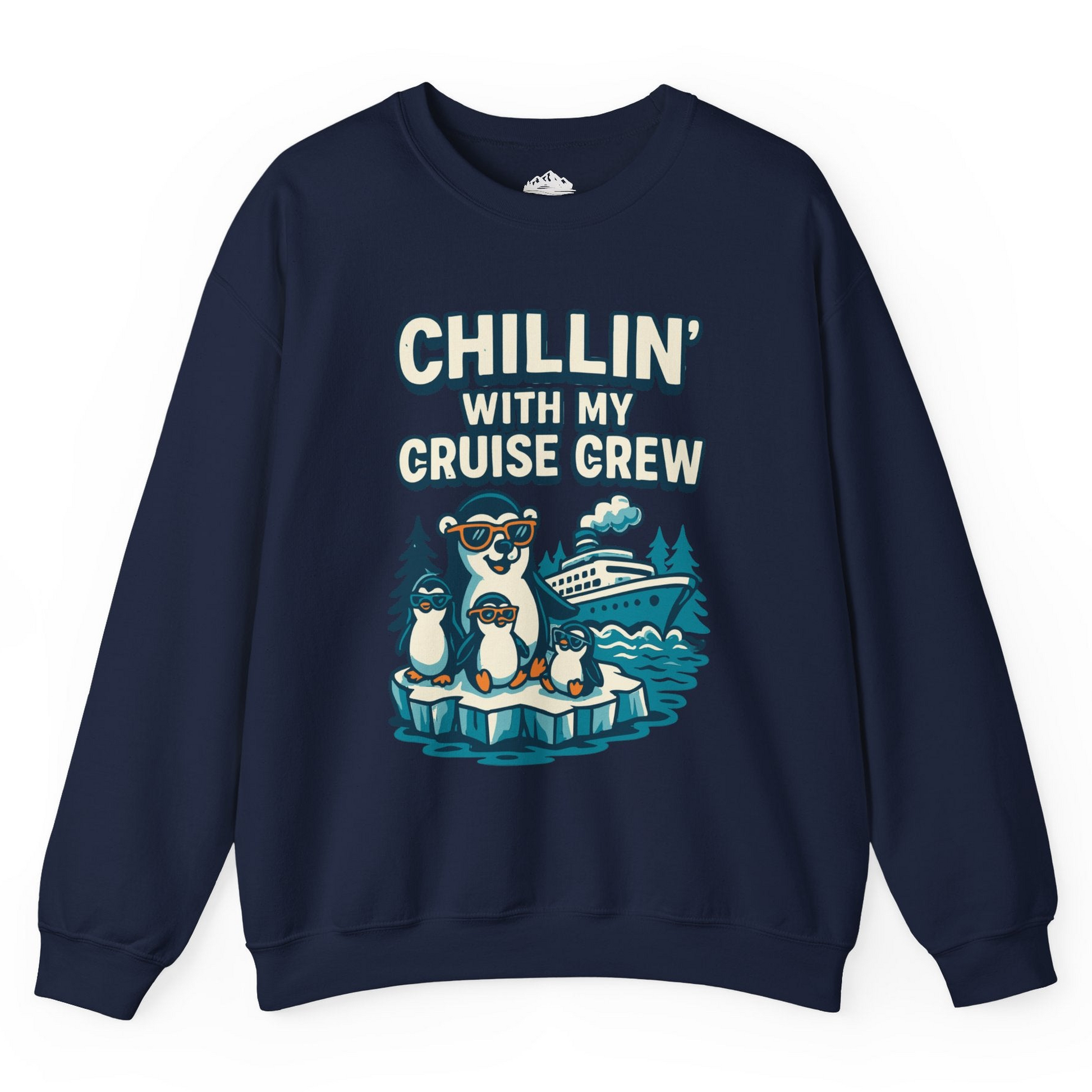 Chillin With My Cruise Crew Cute Penguins Alaska Cartoon Shirt Sweatshirt – Navy – Alaska Cruise Shirts