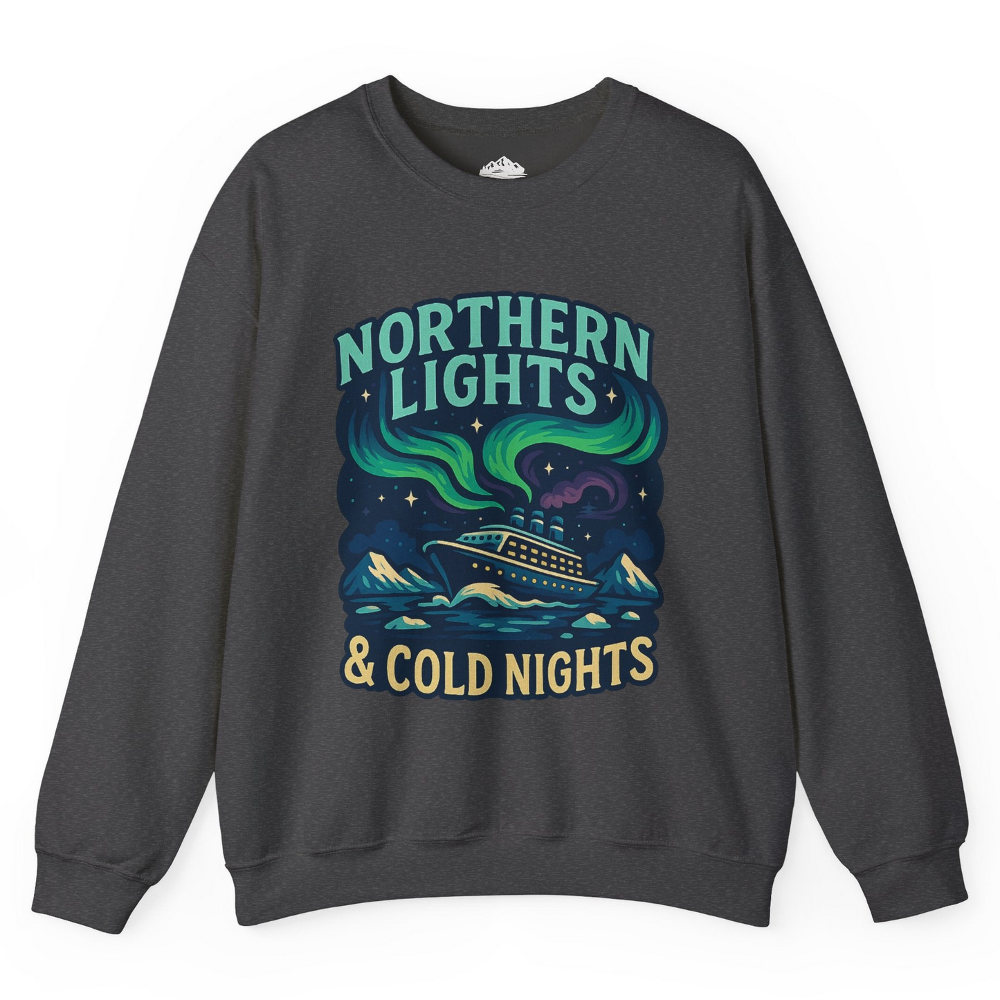 Northern Lights Alaska Cruise Ship Night Adventure Travel Shirt Sweatshirt – Dark Heather – Alaska Cruise Shirts