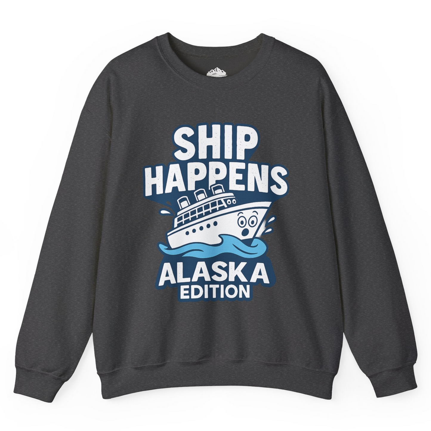 Ship Happens Alaska Cruise Shirt - Funny Cartoon Cruise Pun Tee Sweatshirt – Dark Heather – Alaska Cruise Shirts