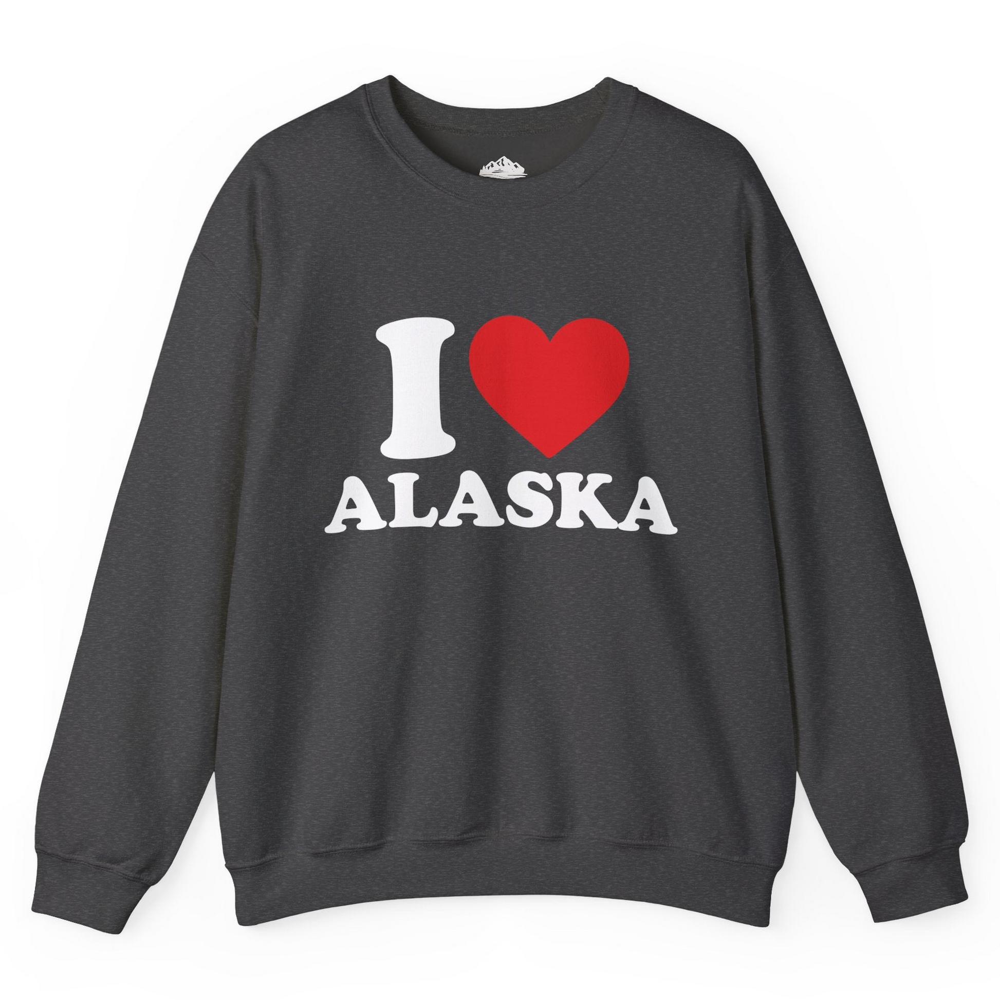 I Love Alaska Shirt - Bold Heart Graphic Retro Alaska Cruise Tee Sweatshirt – Dark Heather – Alaska Cruise Shirts