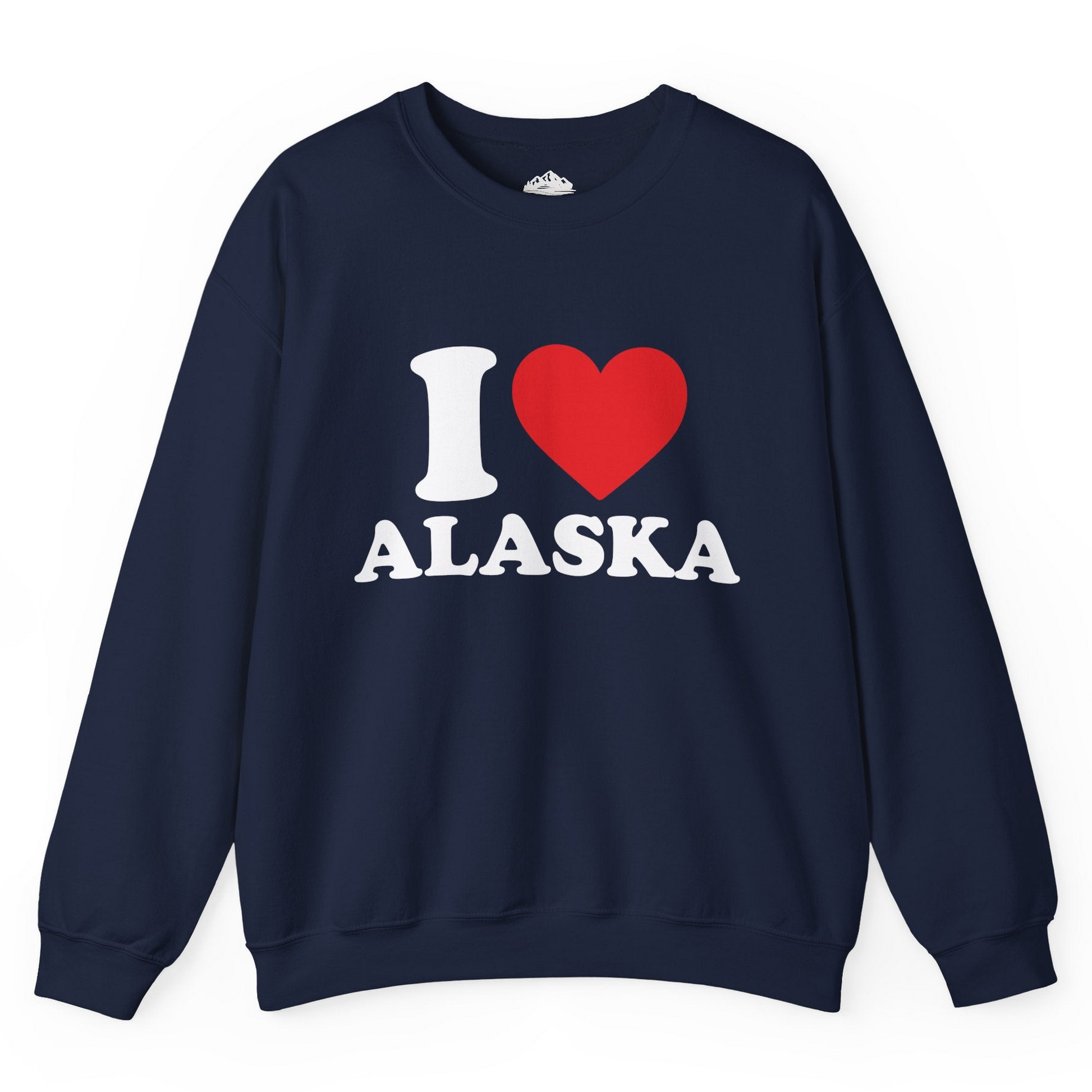 I Love Alaska Shirt - Bold Heart Graphic Retro Alaska Cruise Tee Sweatshirt – Navy – Alaska Cruise Shirts