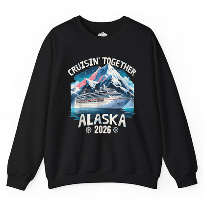 Alaska Cruise 2026 Shirt - Vintage Mountains and Cruise Ship Adventure Sweatshirt – Black – Alaska Cruise Shirts