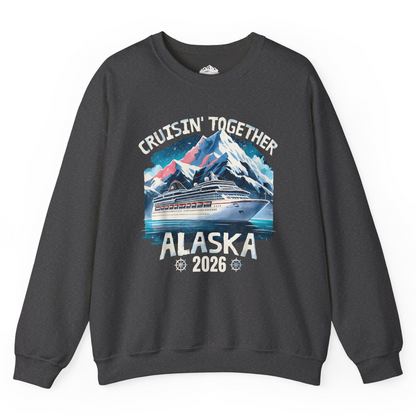 Alaska Cruise 2026 Shirt - Vintage Mountains and Cruise Ship Adventure Sweatshirt – Dark Heather – Alaska Cruise Shirts