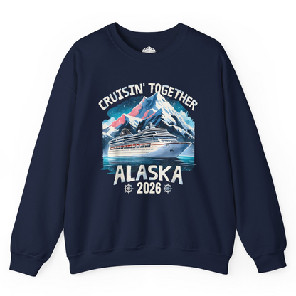 Alaska Cruise 2026 Shirt - Vintage Mountains and Cruise Ship Adventure Sweatshirt – Navy – Alaska Cruise Shirts
