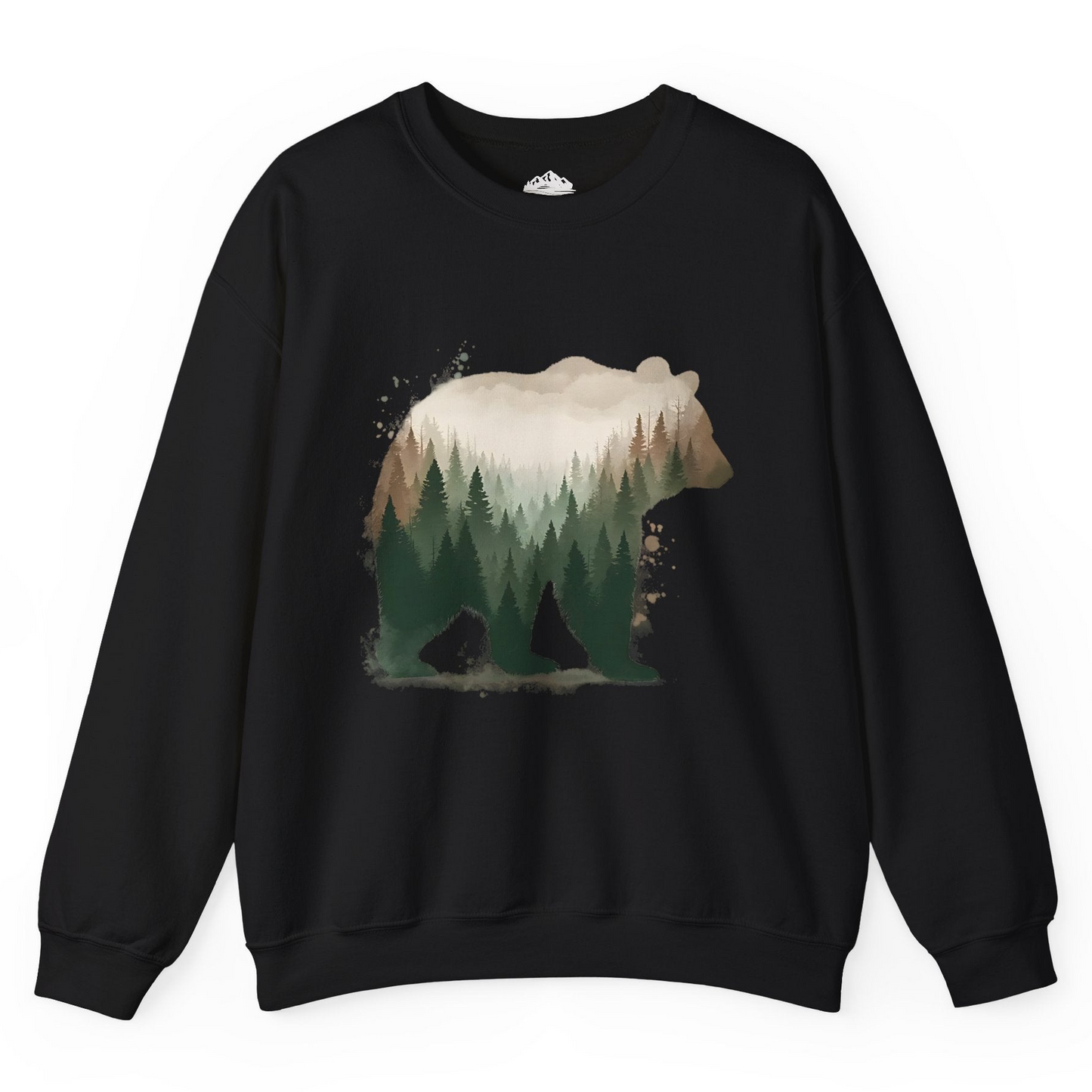 Double Exposure Bear Forest Shirt - Watercolor Nature Wildlife Tee Sweatshirt – Black – Alaska Cruise Shirts
