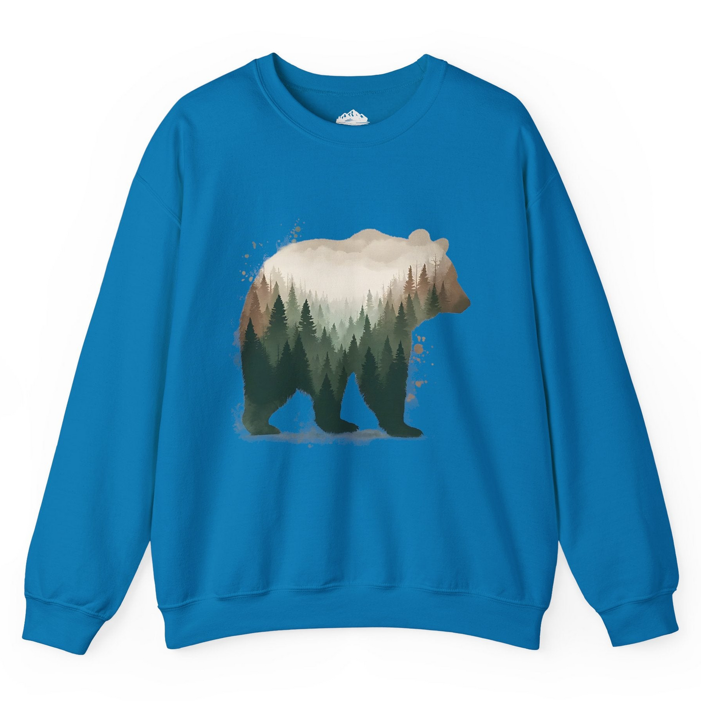 Double Exposure Bear Forest Shirt - Watercolor Nature Wildlife Tee Sweatshirt – Sapphire – Alaska Cruise Shirts