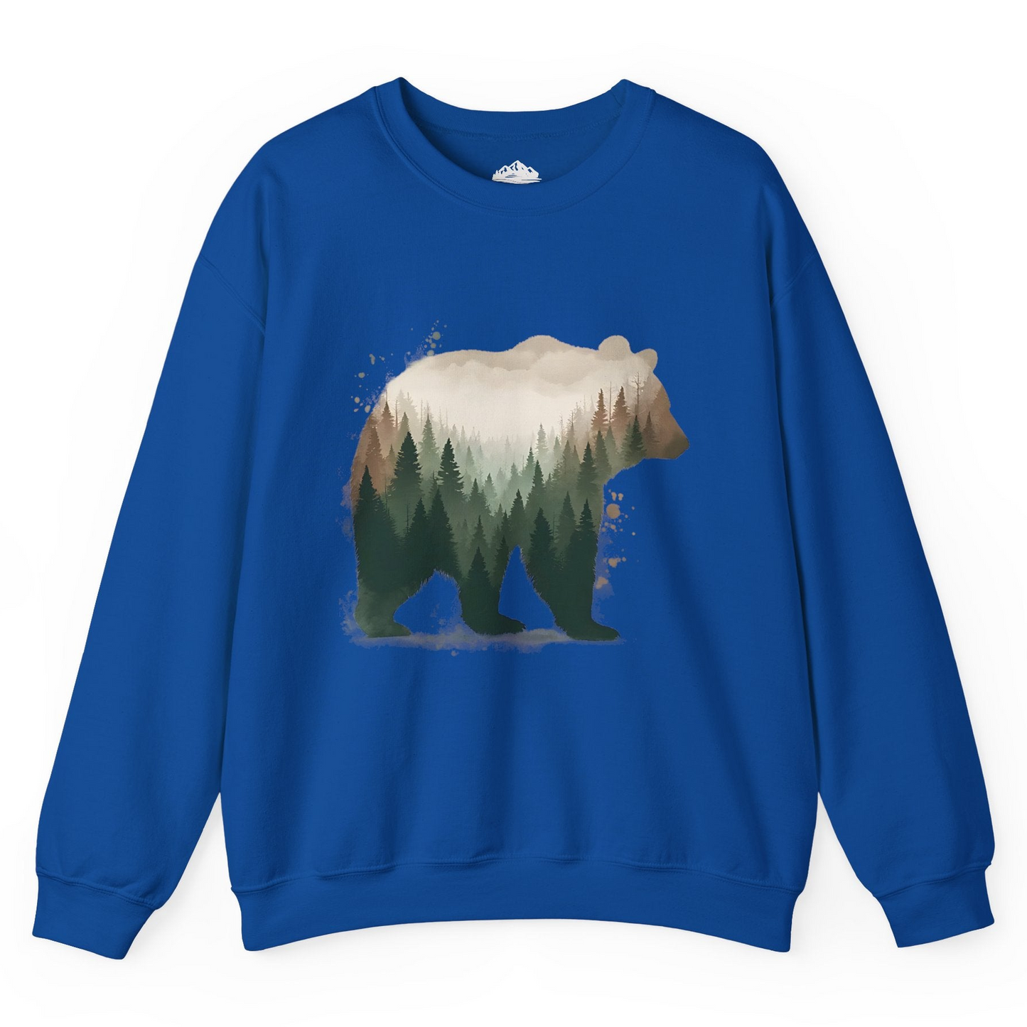 Double Exposure Bear Forest Shirt - Watercolor Nature Wildlife Tee Sweatshirt – Royal – Alaska Cruise Shirts