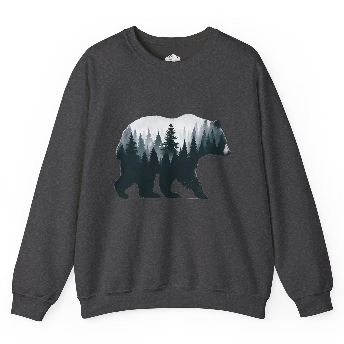 Double Exposure Bear Forest Silhouette Wilderness Shirt for Nature Lovers Sweatshirt – Dark Heather – Alaska Cruise Shirts