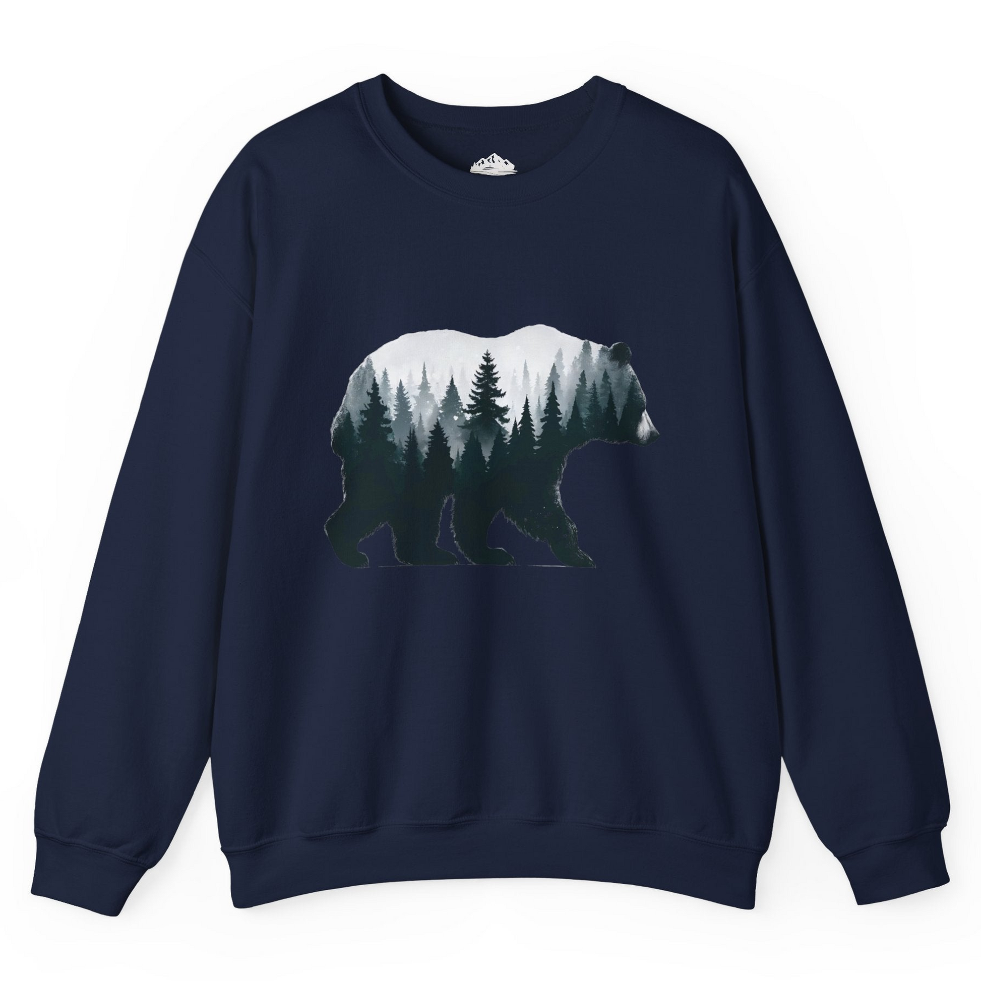 Double Exposure Bear Forest Silhouette Wilderness Shirt for Nature Lovers Sweatshirt – Navy – Alaska Cruise Shirts