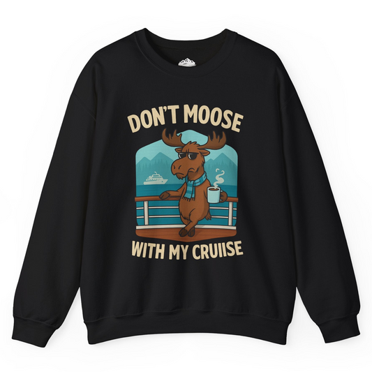 Funny Moose on Alaska Cruise Ship Shirt - Coffee Mountains Cartoon Tee Sweatshirt – Black – Alaska Cruise Shirts