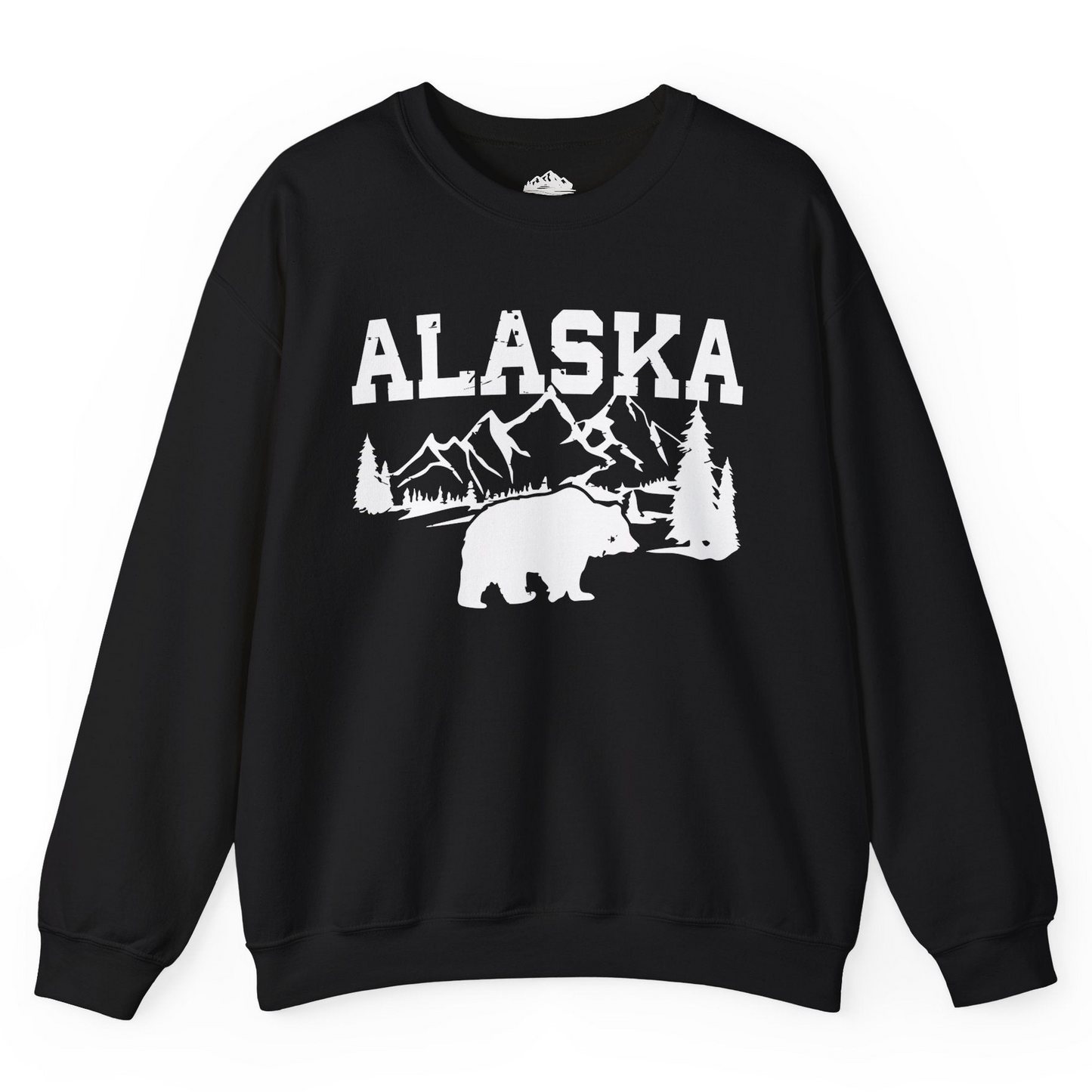 Alaska Bear Shirt - Wilderness Mountains and Trees Nature Silhouette Tee Sweatshirt – Black – Alaska Cruise Shirts
