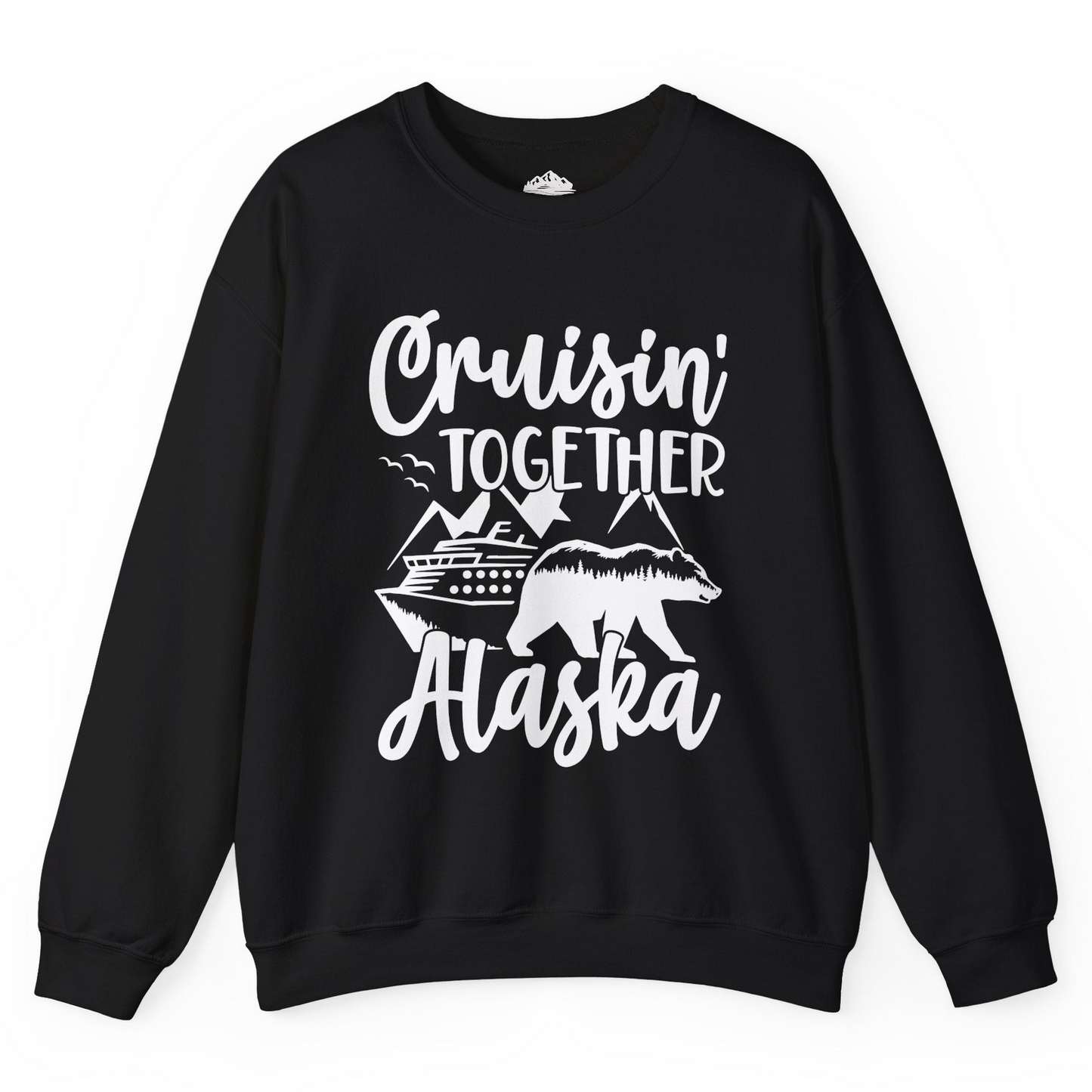 Alaska Cruise Adventure Shirt - Cruisin Together Bear Mountains Scene Sweatshirt – Black – Alaska Cruise Shirts