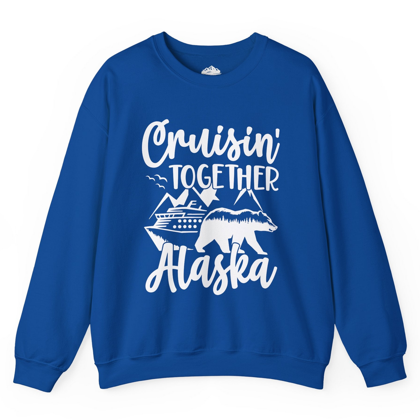 Alaska Cruise Adventure Shirt - Cruisin Together Bear Mountains Scene Sweatshirt – Royal – Alaska Cruise Shirts