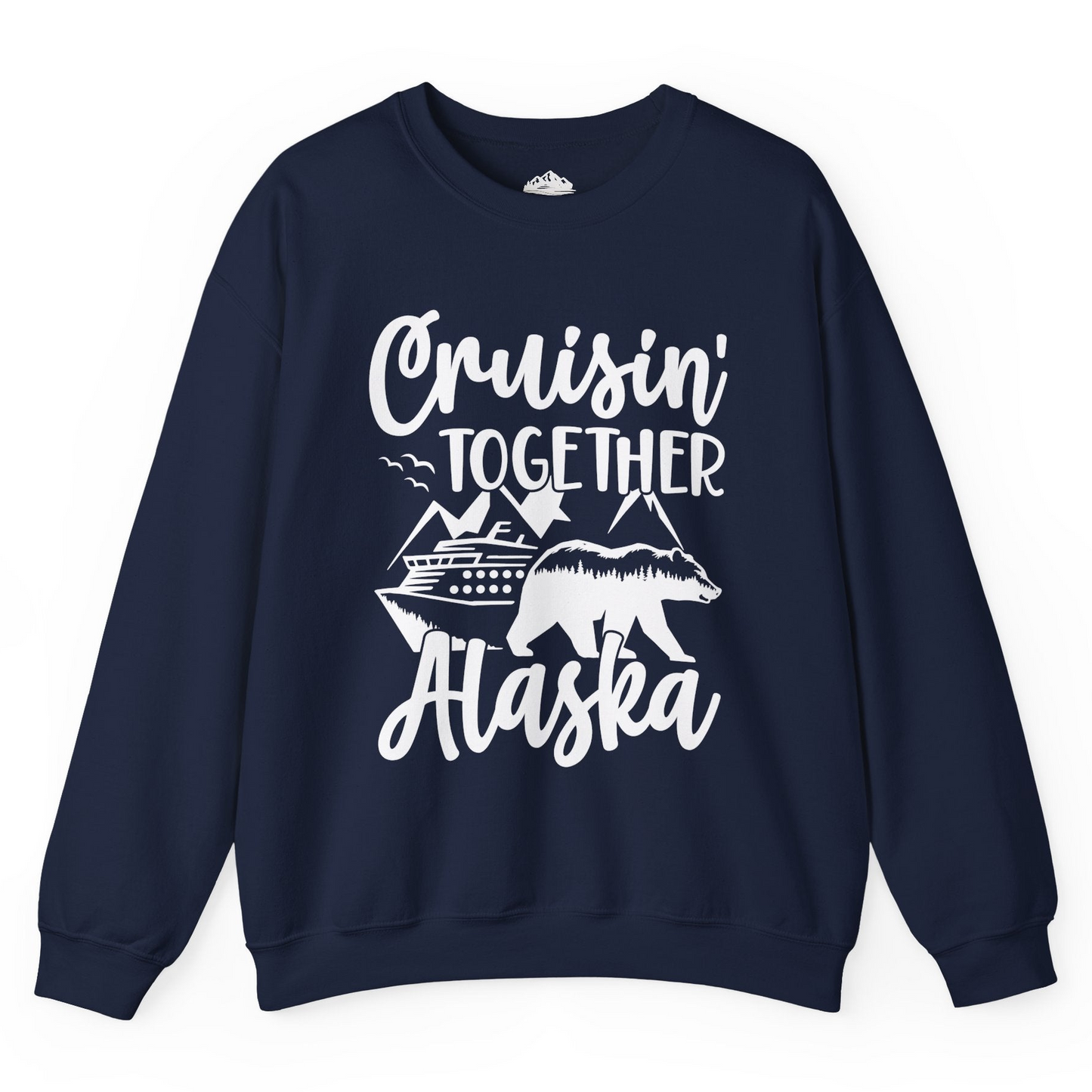 Alaska Cruise Adventure Shirt - Cruisin Together Bear Mountains Scene Sweatshirt – Navy – Alaska Cruise Shirts